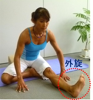 前屈から足首を外側へ